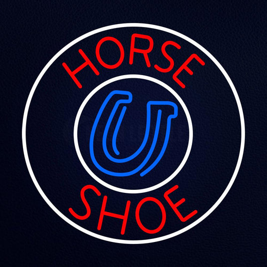 Red Horse Shoe With Border Neon Flex Sign