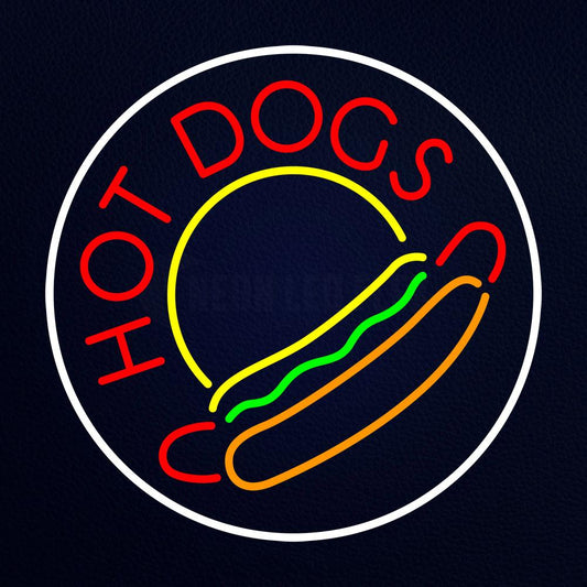 Red Hotdogs Circle Neon Flex Sign