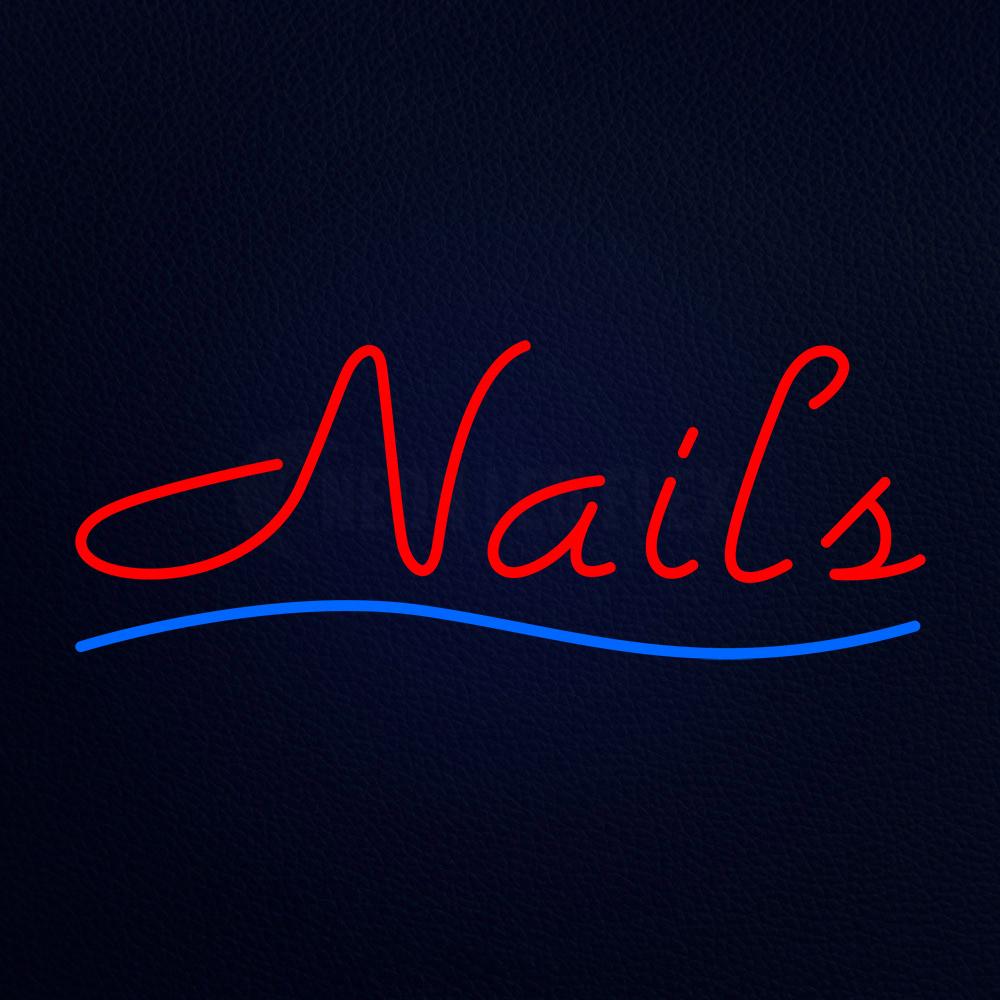 Red Nails Blue Waves Neon Flex Sign