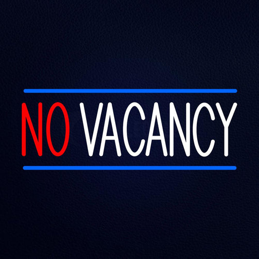 Red No Vacancy White With Blue Lines Neon Flex Sign