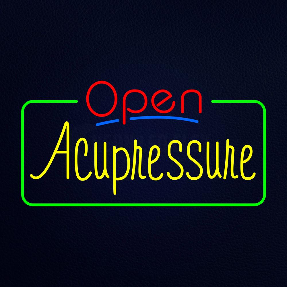 Red Open Acupressure Green Border Neon Flex Sign