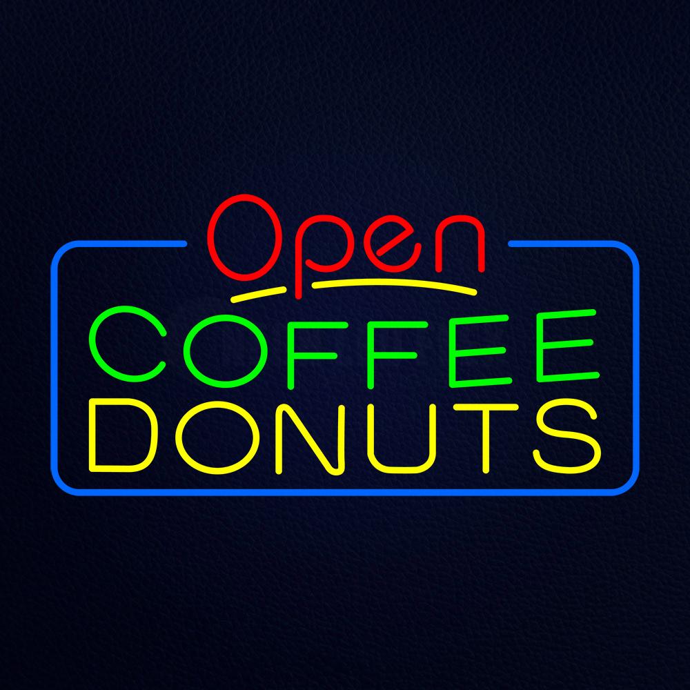 Red Open Coffee Donuts Neon Flex Sign