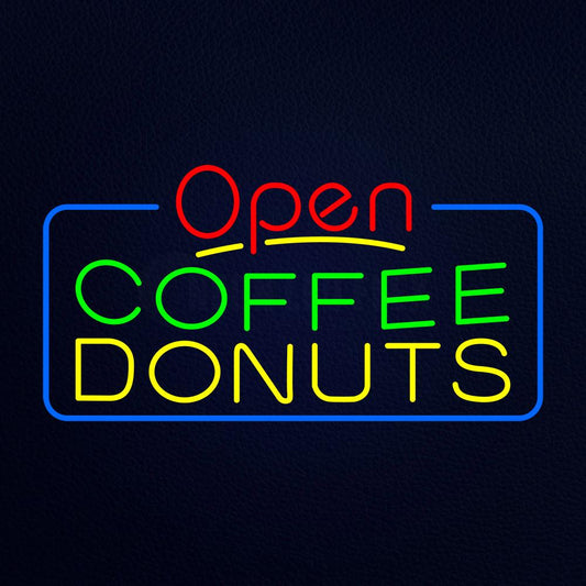 Red Open Coffee Donuts Neon Flex Sign