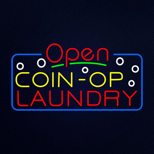 Red Open Coin Op Laundry Neon Flex Sign