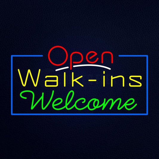 Red Open Walk Ins Welcome Neon Flex Sign