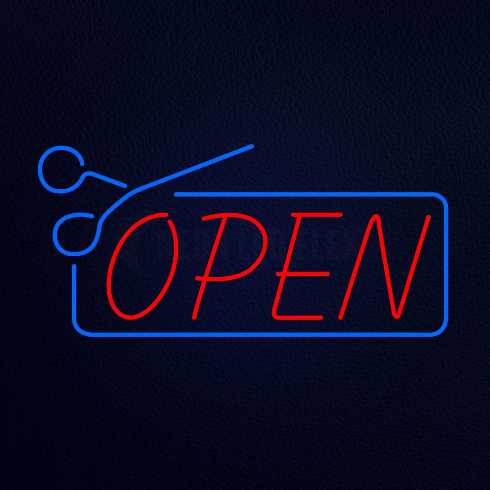 Red Open With Scissor Logo Neon Flex Sign