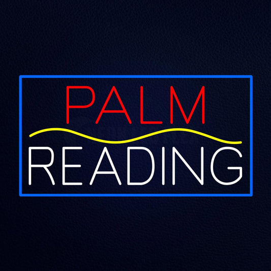 Red Palm Yellow Line White Reading Blue Border Neon Flex Sign