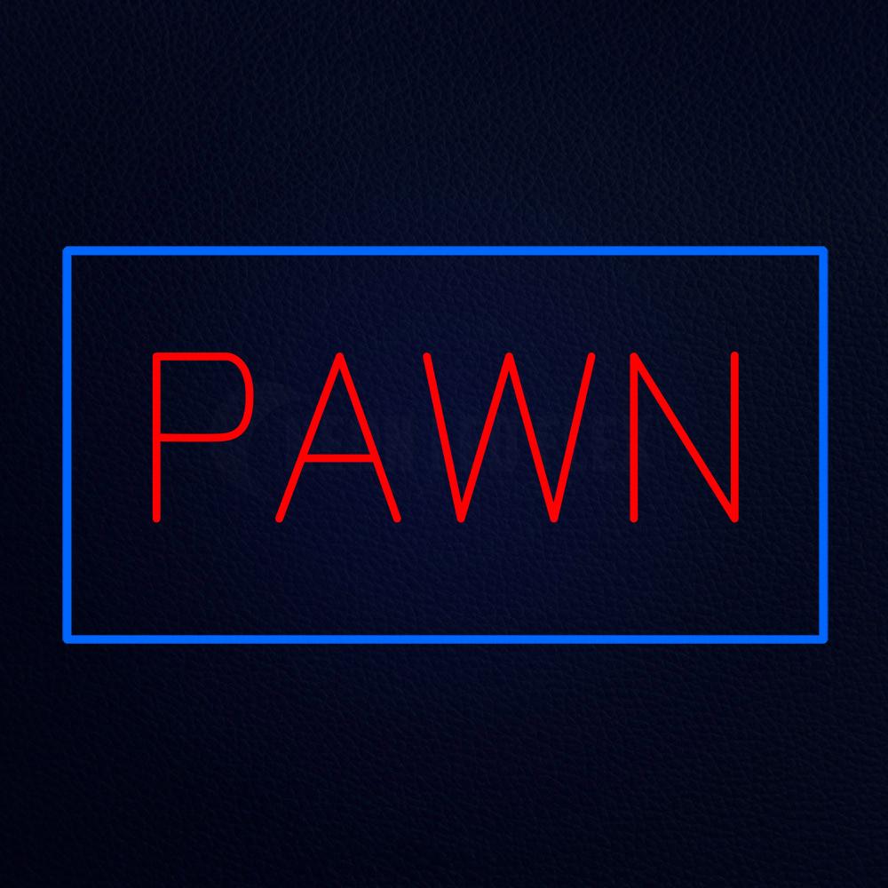 Red Pawn Blue Border Neon Flex Sign