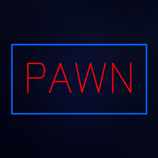 Red Pawn Blue Border Neon Flex Sign