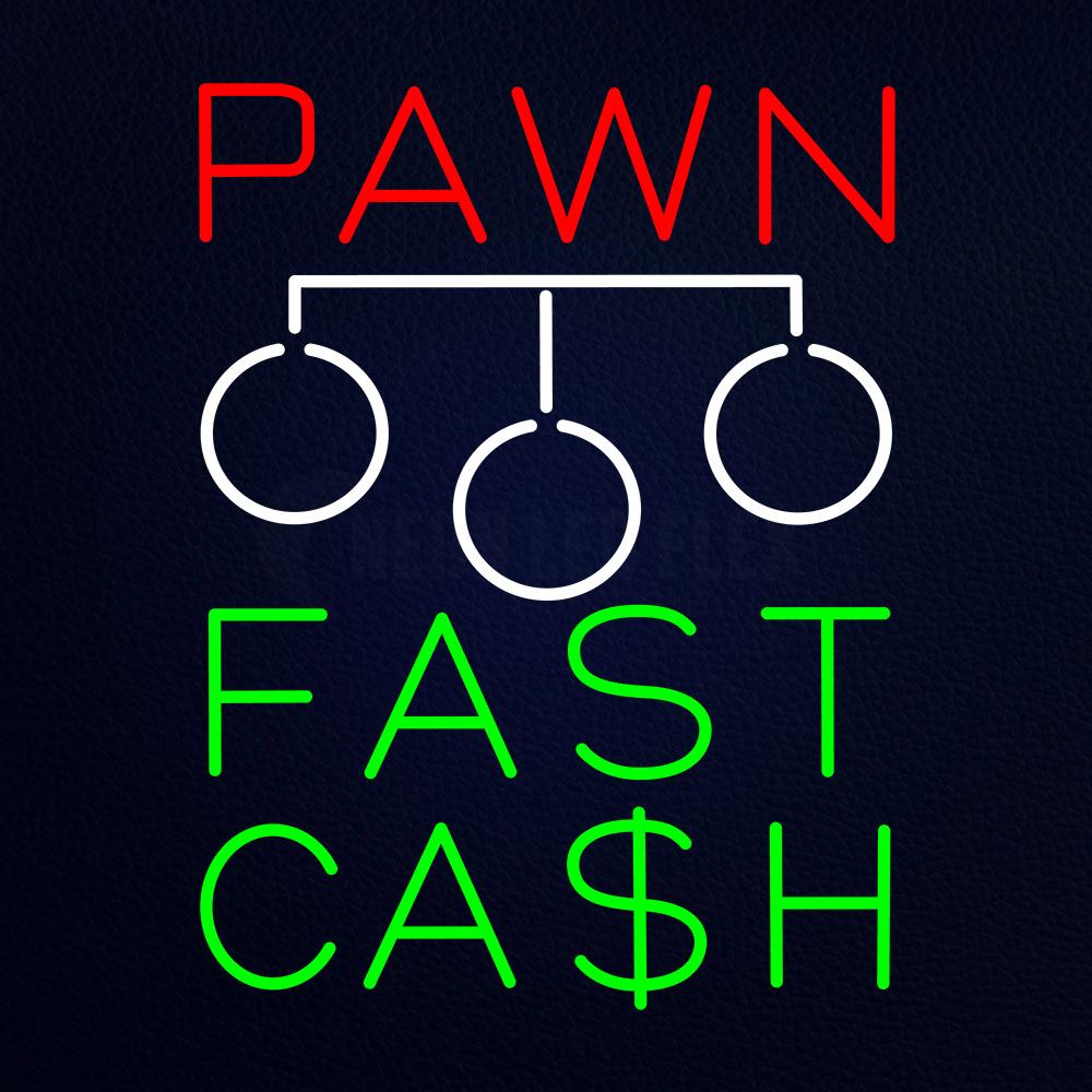 Red Pawn Fast Cash Logo Neon Flex Sign