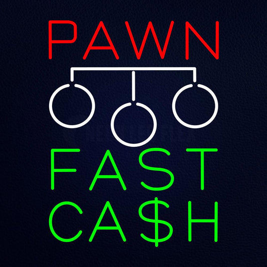 Red Pawn Fast Cash Logo Neon Flex Sign