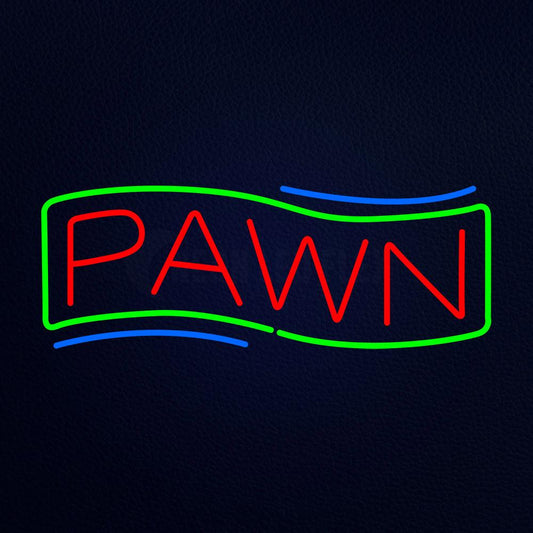 Red Pawn Green Border Neon Flex Sign