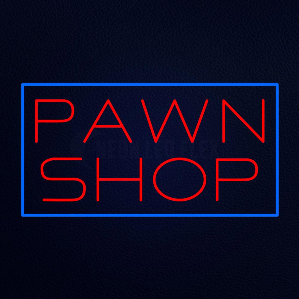 Red Pawn Shop Blue Border Neon Flex Sign