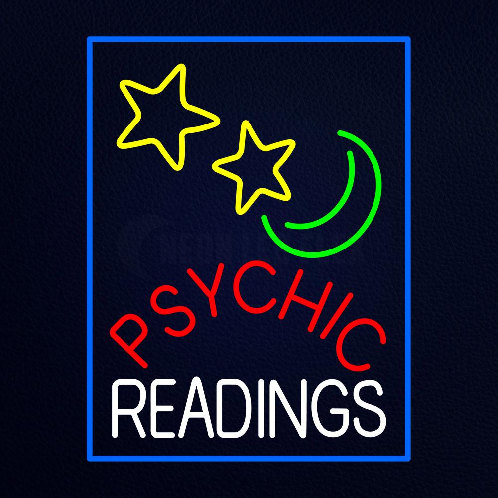 Red Psychic White Readings Blue Border Neon Flex Sign