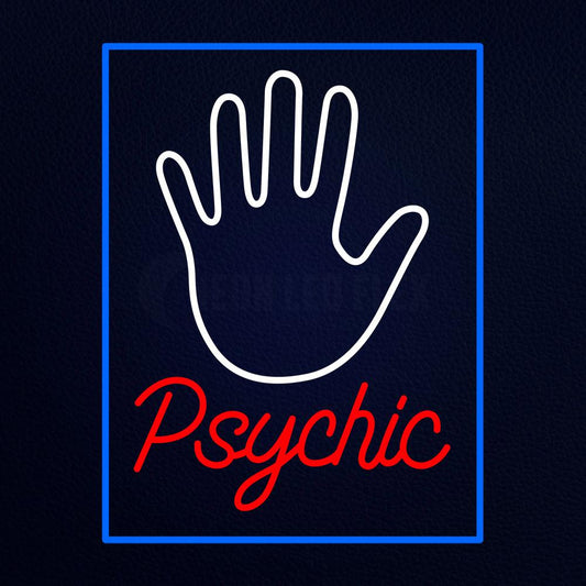 Red Psychic With Blue Border Neon Flex Sign