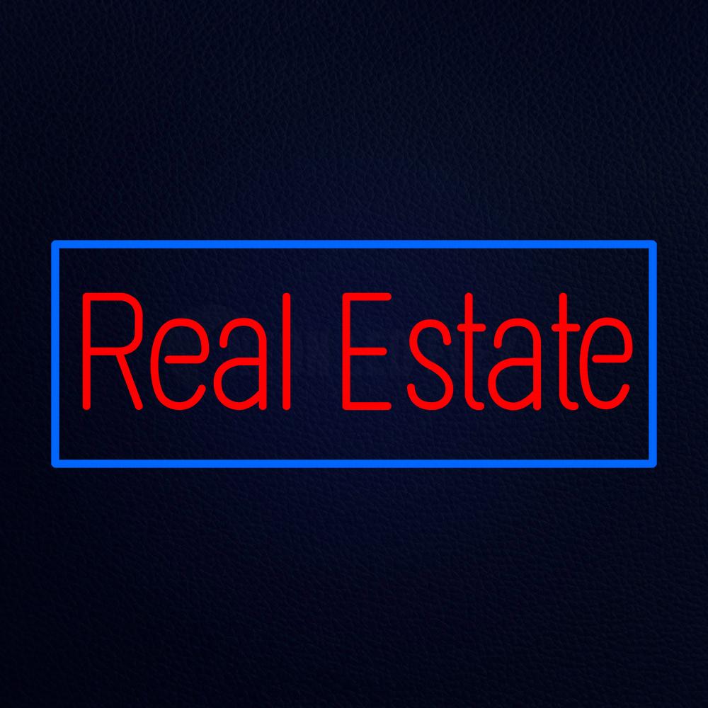 Red Real Estate Blue Border Neon Flex Sign