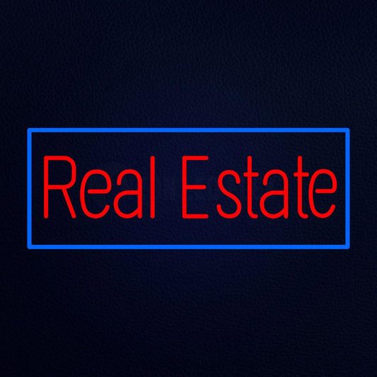 Red Real Estate Blue Border Neon Flex Sign