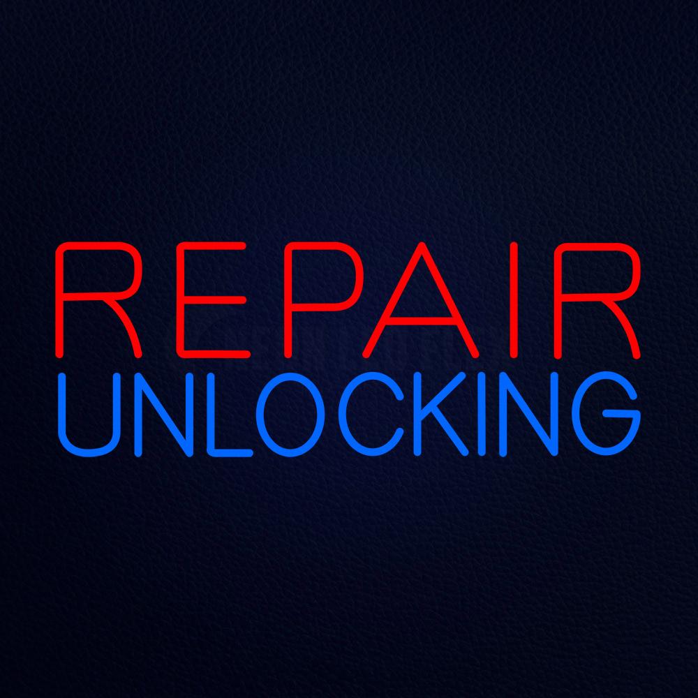 Red Repair Blue Unlocking Block Neon Flex Sign