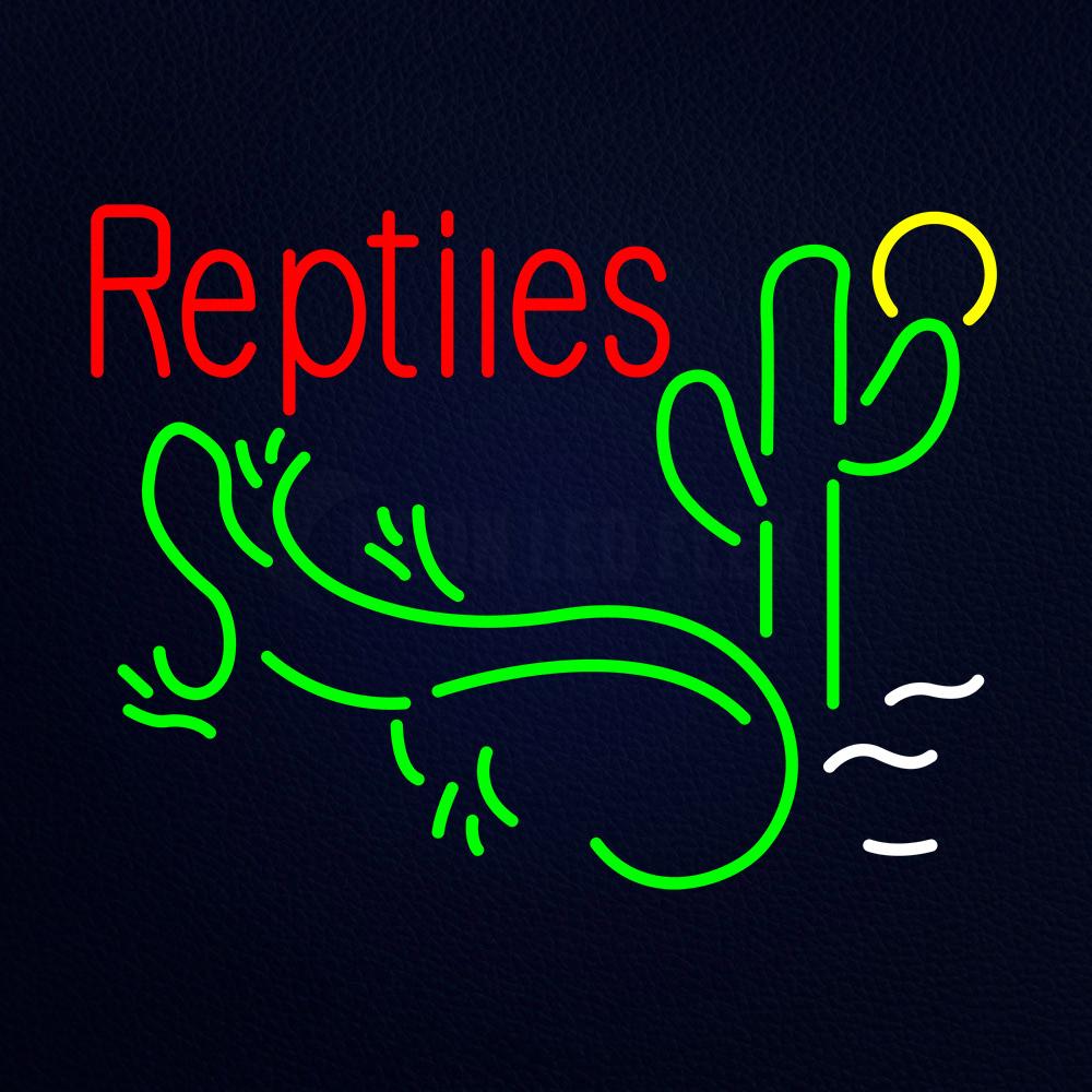 Red Reptiles Green Logo Neon Flex Sign