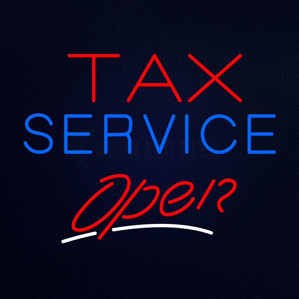 Red Tax Blue Service Open Neon Flex Sign