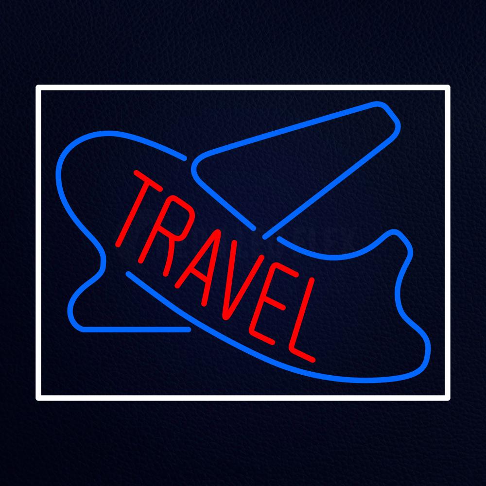 Red Travel With White Border Neon Flex Sign