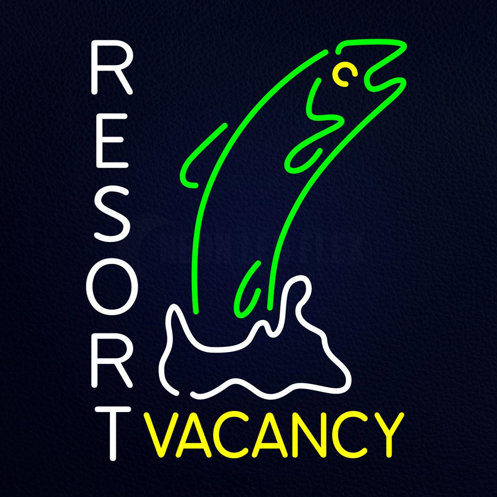 Resort Vacancy With Fish Neon Flex Sign