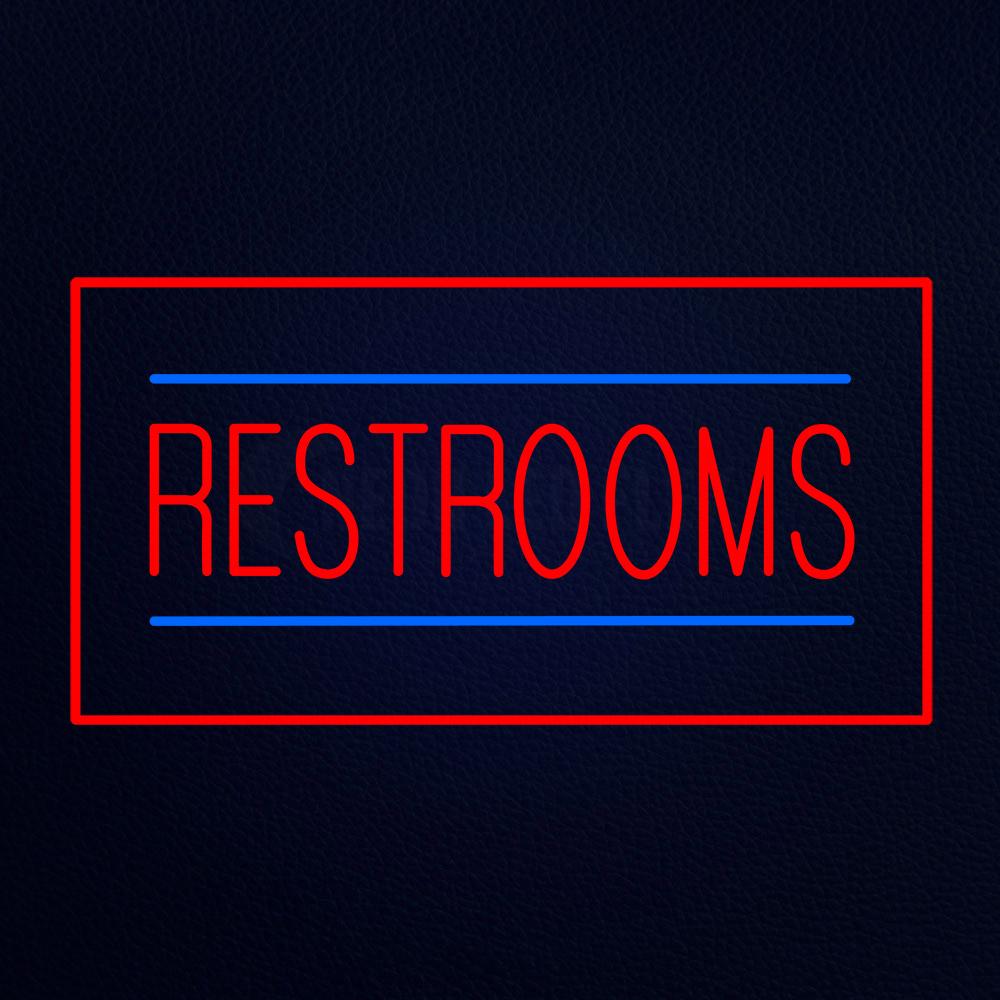 Restrooms Rectangle Red Neon Flex Sign