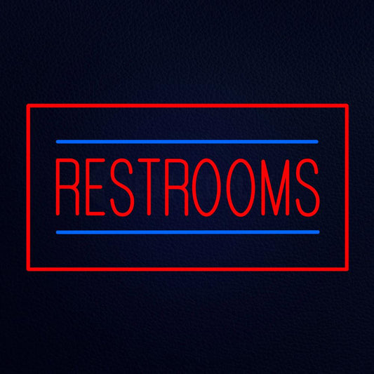 Restrooms Rectangle Red Neon Flex Sign