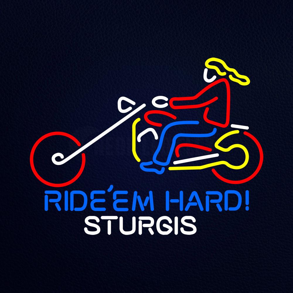 Ride Em Hard Sturgis Motorcycle Logo Neon Flex Sign