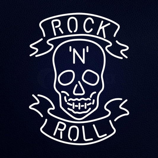 Rock N Roll White Skull Neon Flex Sign