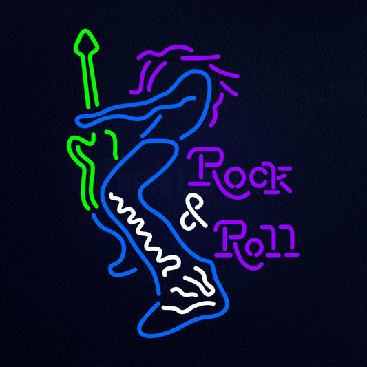 Rock Roll Electric Guitar Player Neon Flex Sign