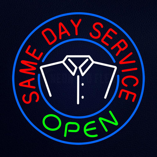 Same Day Service Open Neon Flex Sign