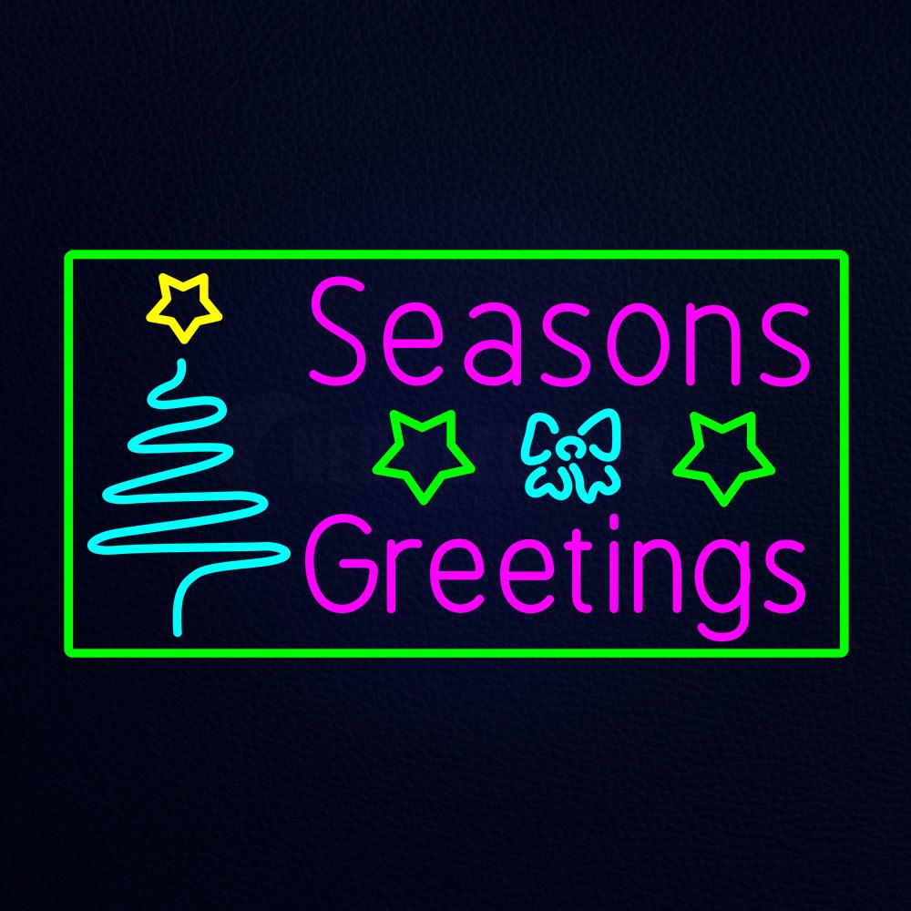 Seasons Greetings With Christmas Tree Neon Flex Sign