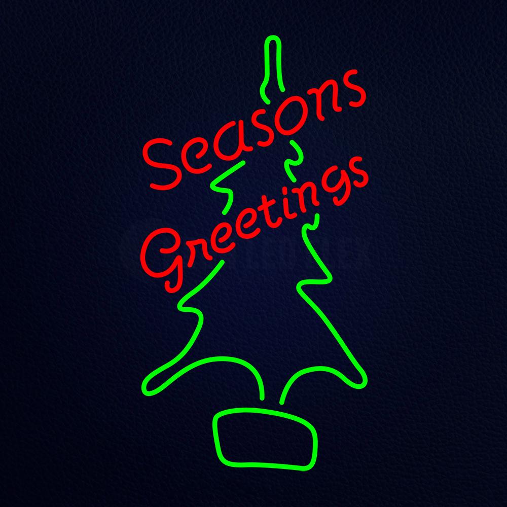 Seasons Greetings With Christmas Tree Neon Flex Sign