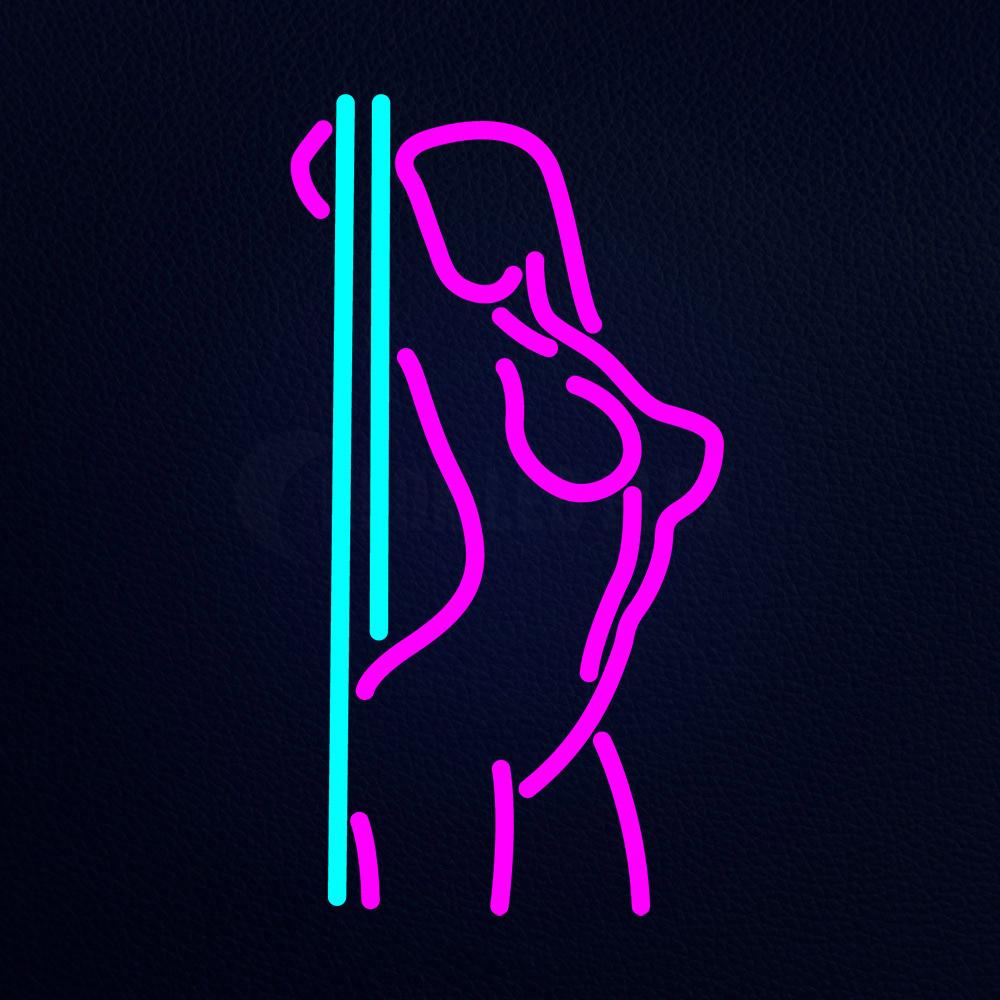 Sexy Girl Stripper Pole Dance Real Glass Neon Flex Sign