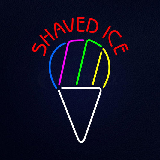 Shaved Ice Red Letter Rainbow Cone Neon Flex Sign