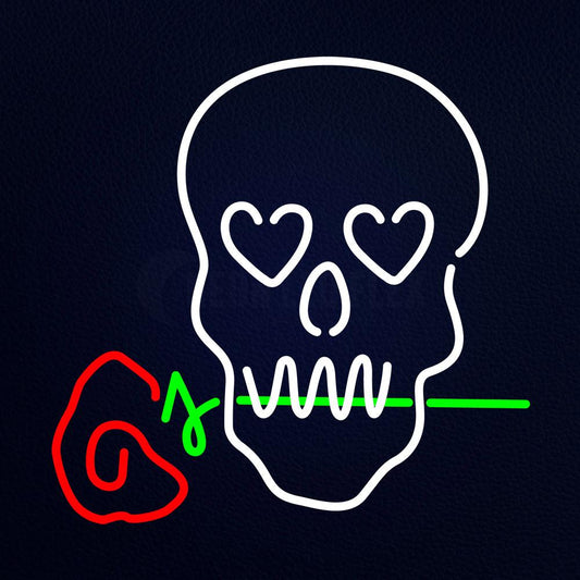 Skull With Rose Neon Flex Sign