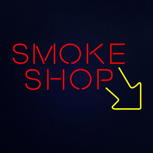 Smoke Shop With Right Arrow Neon Flex Sign