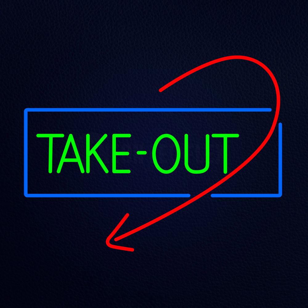 Take Out With Arrow Neon Flex Sign