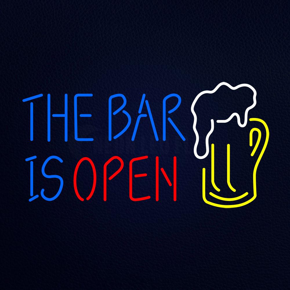 The Bar is Open Beer Mug Neon Flex Sign