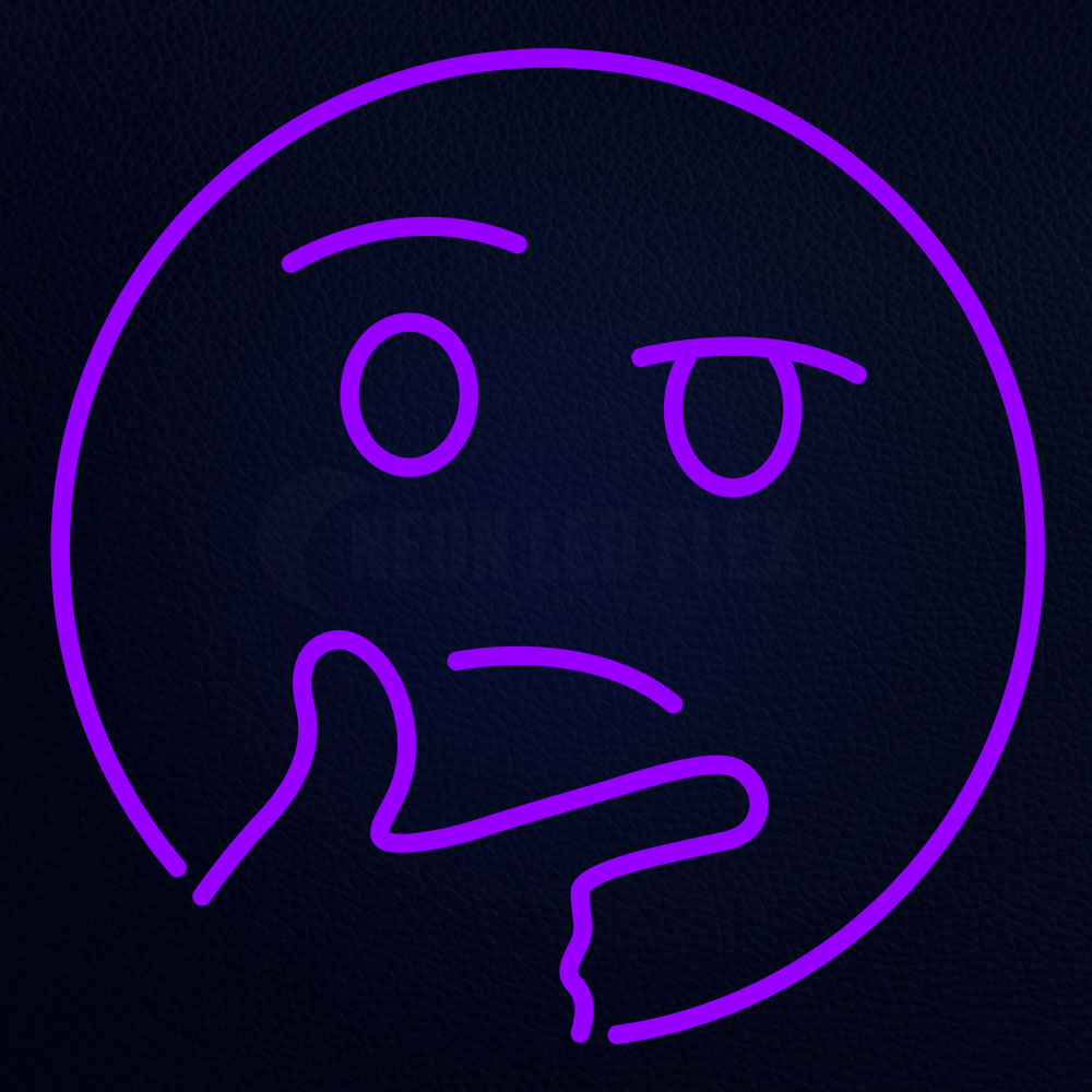 Thinking Emoji Purple Neon Sign