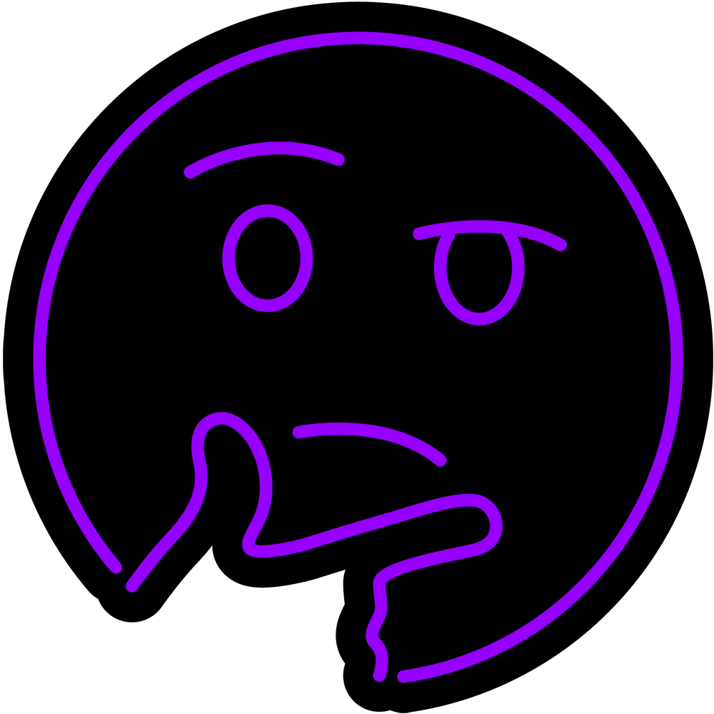 Thinking Emoji Purple Neon Sign