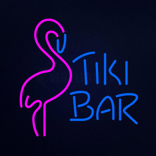 Tiki Bar With Flamingo Neon Flex Sign