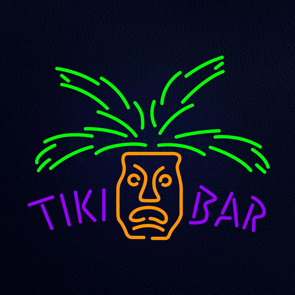 Tiki Bar With Palm Tree Neon Flex Sign