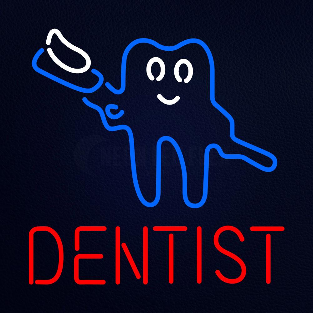 Tooth Logo With Brush Dentist Neon Flex Sign