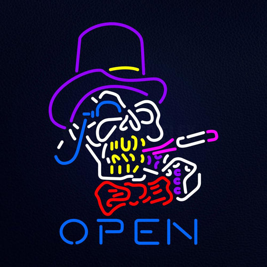 Top Hat Reaper Tattoo Open Neon Flex Sign