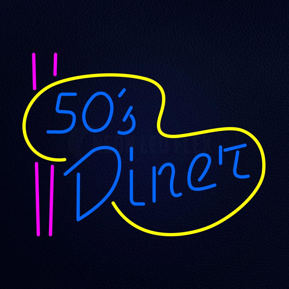 Turquoise 50s Diner Pink Lines Neon Flex Sign