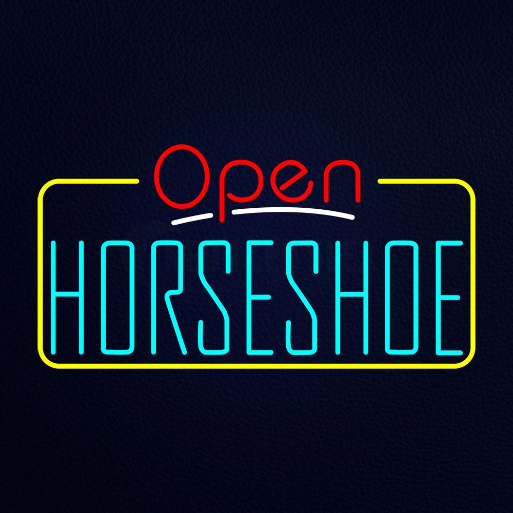 Turquoise Horseshoe Open Neon Flex Sign