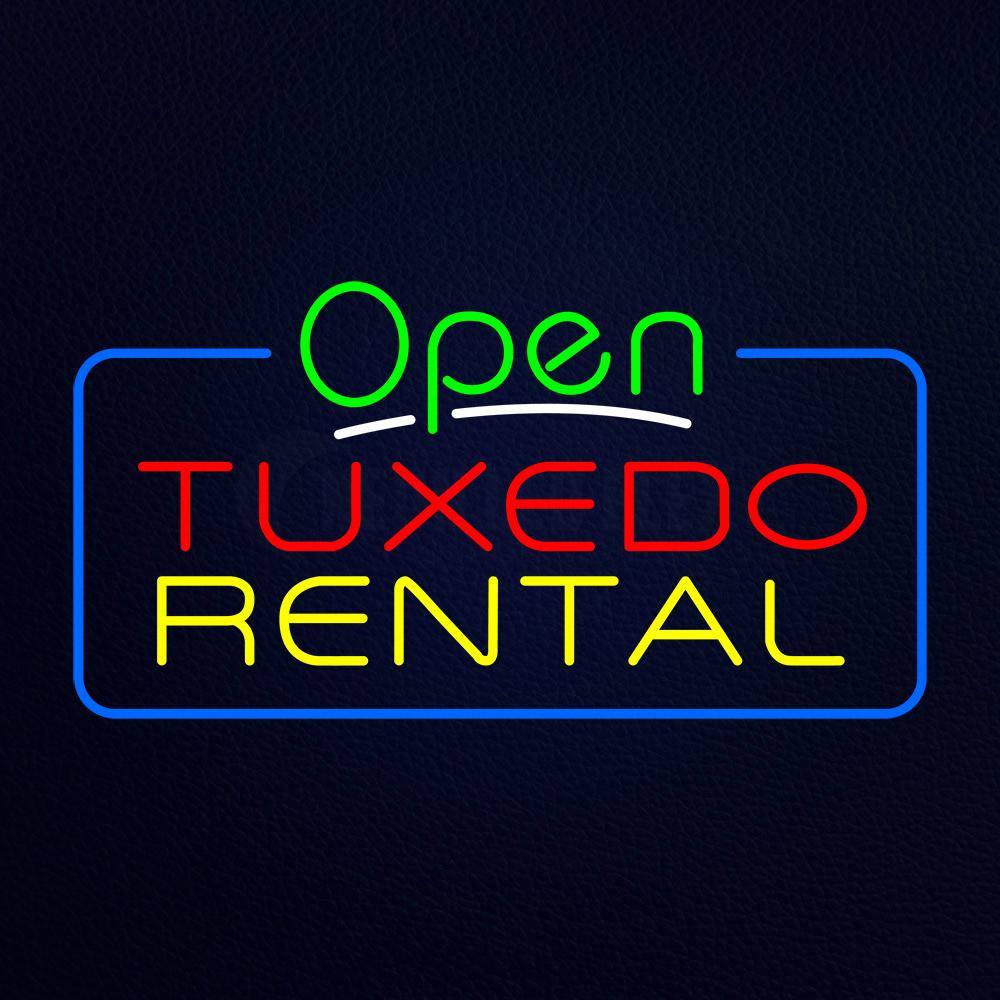 Tuxedo Rental Open Green Neon Flex Sign