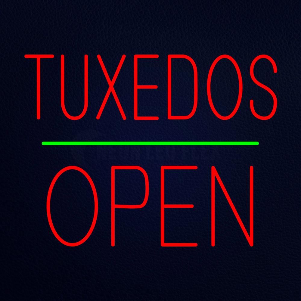 Tuxedos Block Green Line Open Neon Flex Sign